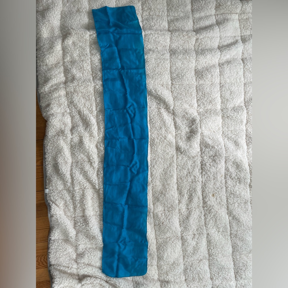 Stunning Turquoise Blue Rectangular Silk Scarf - image 2
